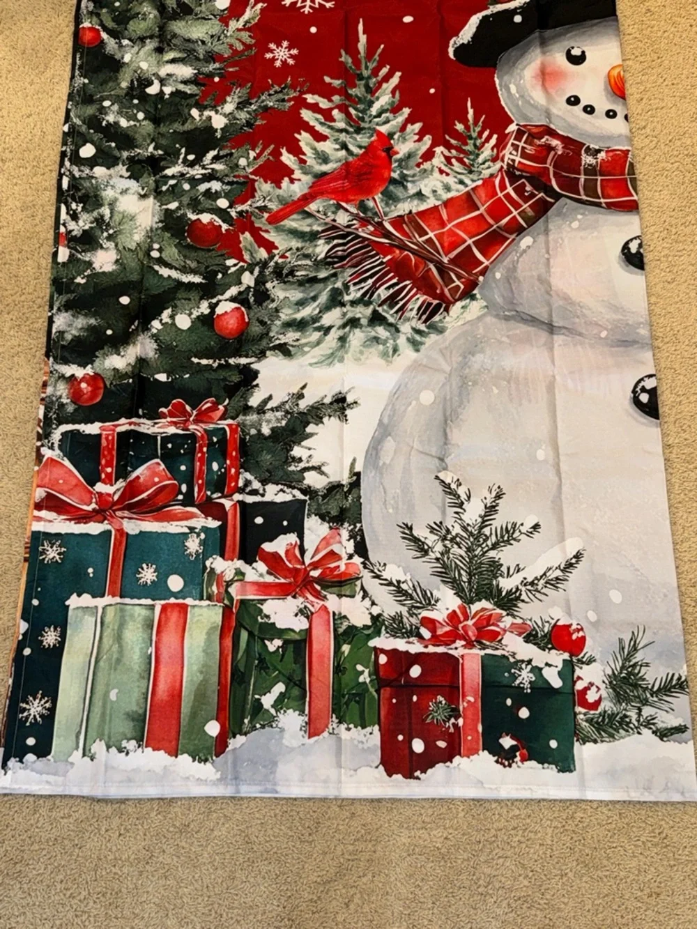 Festive Christmas Shower Curtain and Hooks